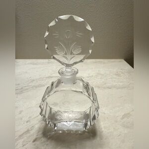 Vintage HLI Lead Crystal perfume bottle with Etched Floral Design 🇩🇪